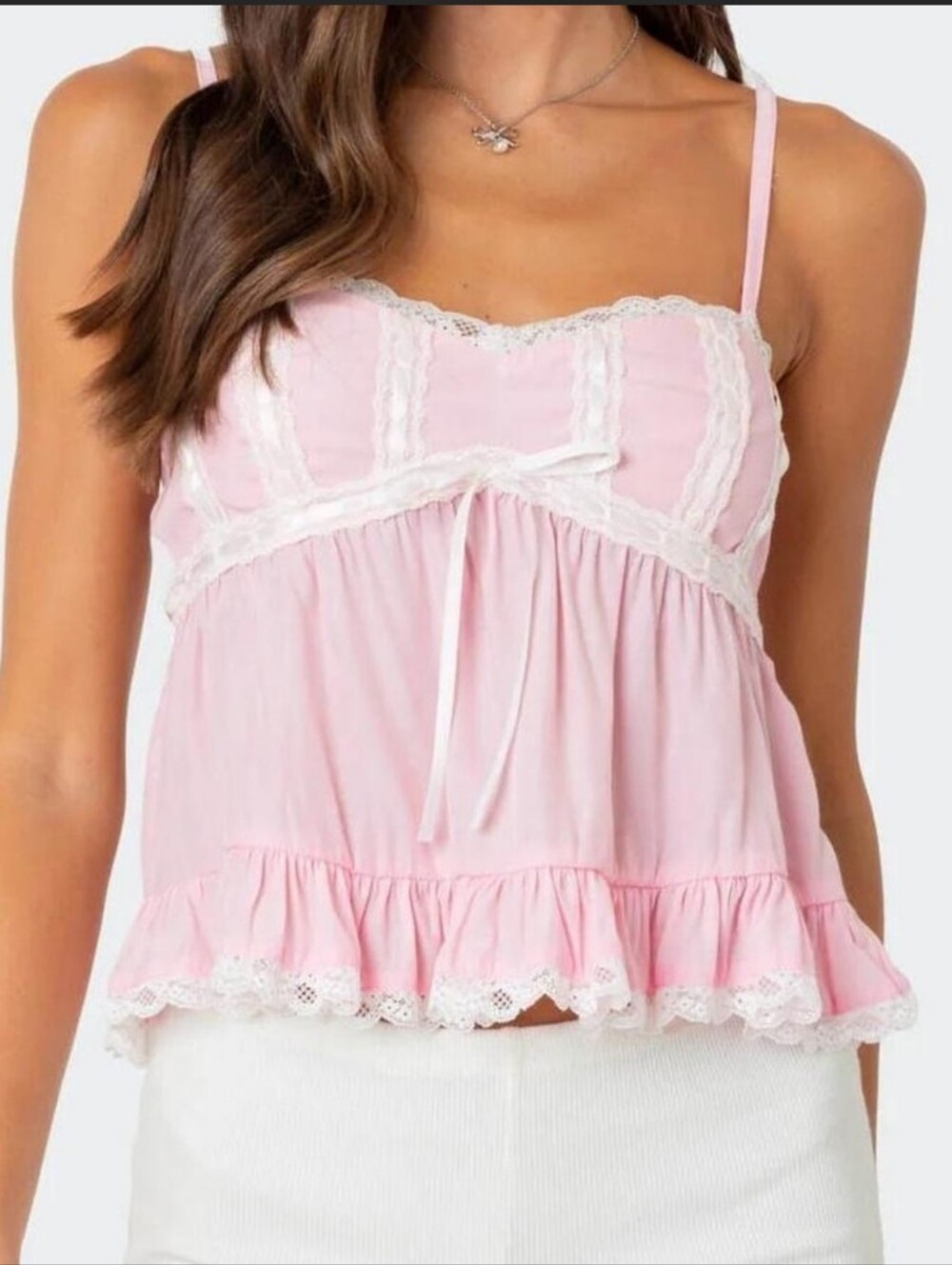 Edikted Lace Trim Babydoll Tank Top